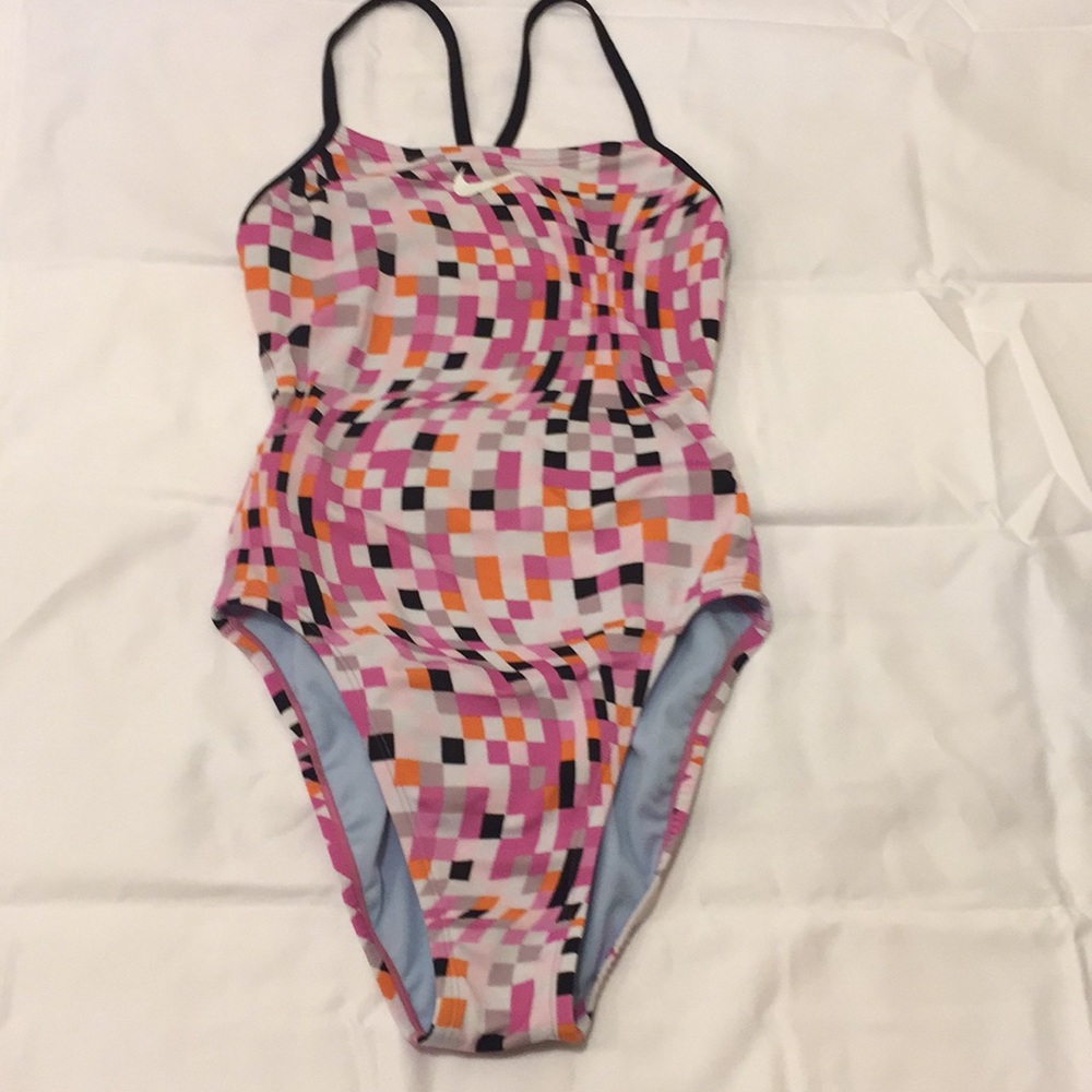 Nike Pink/Black Geometric Print Swimsuit